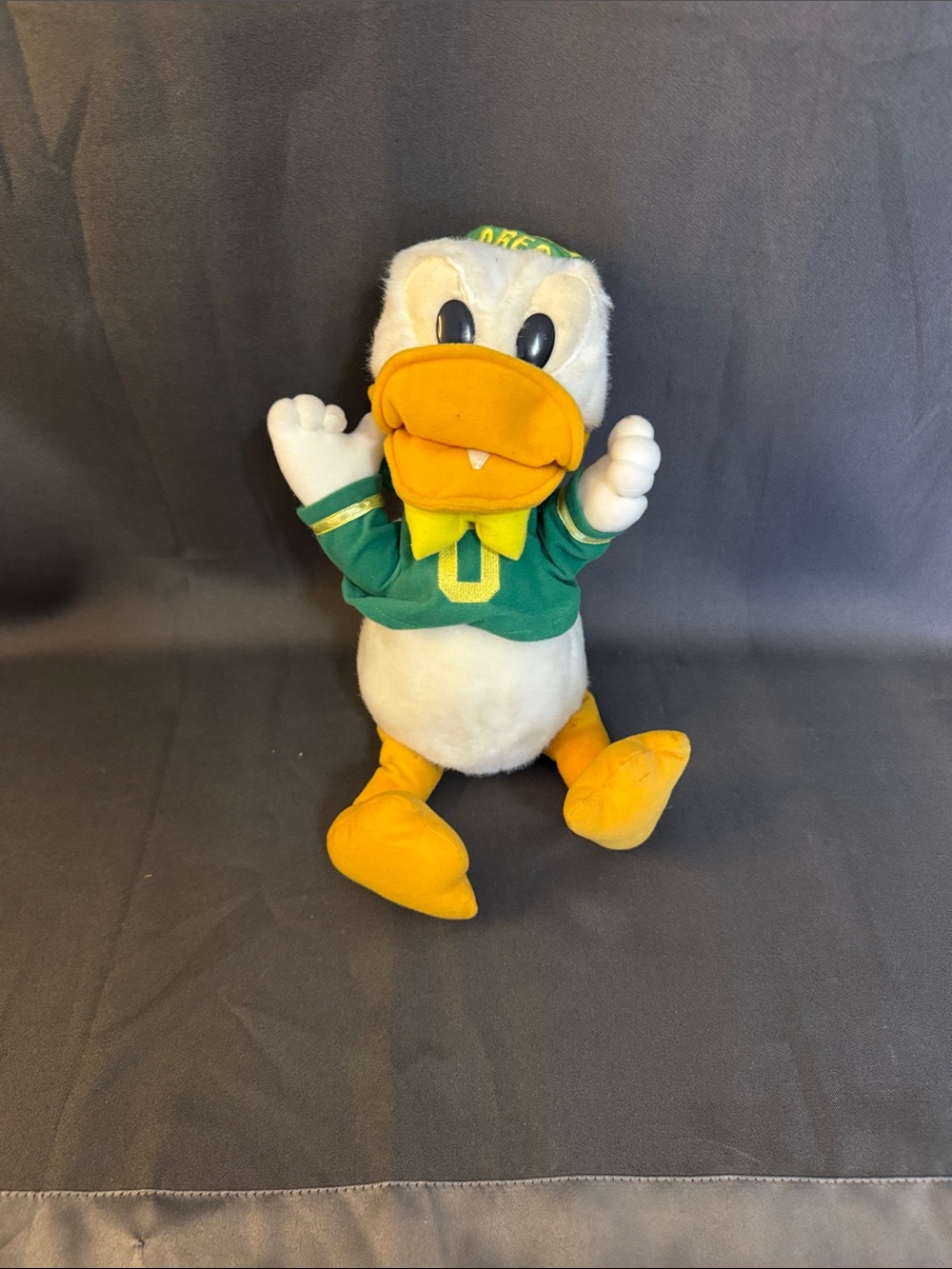 Vintage Duck Plush in Oregon Ducks Green & Yellow Team Jersey